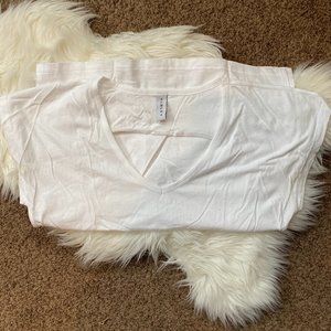 Varley White Top Open Back V-Neck Top